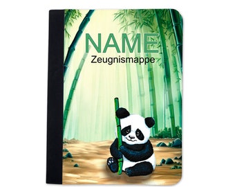 Panda Zeugnismappe personalisiert | Zeugnismappe | Zeugnismappe mit Namen | Urkundenmappe Bambus