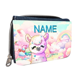 Alpaka Geldbörse mit Namen / Geldbeutel Portemonnaie / Personalisierbar / Kinder / Geschenk zur Einschulung Schultüte Geldgeschenk