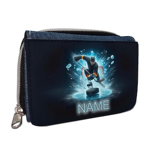 Eishockey Geldbörse mit Namen / Geldbeutel Portemonnaie / personalisierbar / Kinder / Geschenk zur Einschulung Schultüte Geldgeschenk