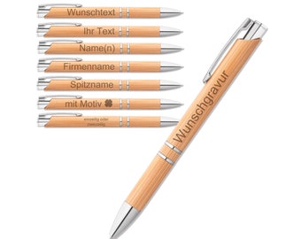 Personalized ballpoint pens | Bamboo ballpoint pens with engraving, available from 1 piece | Right-handed or left-handed | Wooden ballpoint pens