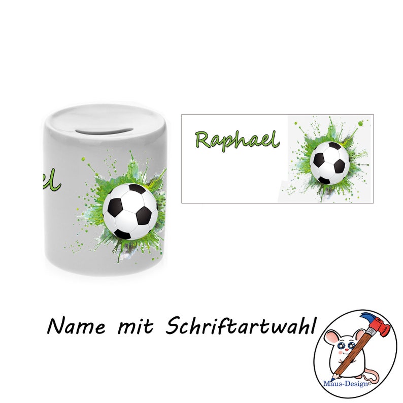 Money box motif football with name / personalizable / money box / piggy bank image 2