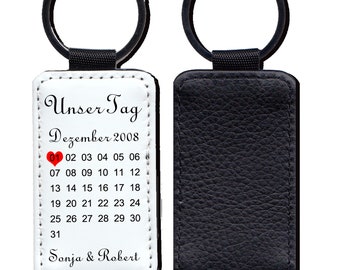 Faux leather keychain Our day / Personalizable / Valentine's Day / Wedding anniversary