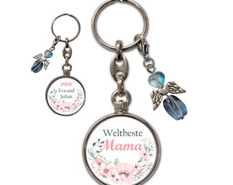 Personalized keychain with guardian angel | World's best WISH TEXT + back with desired text | Mother's Day gift
