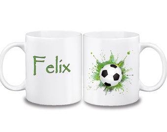 Football cup with name made of ceramic or plastic / football cup