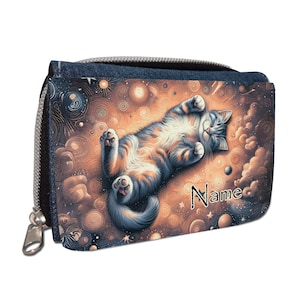 Katze Geldbörse mit Namen / Geldbeutel Portemonnaie / personalisierbar / Kinder / Geschenk zur Einschulung Schultüte Geldgeschenk