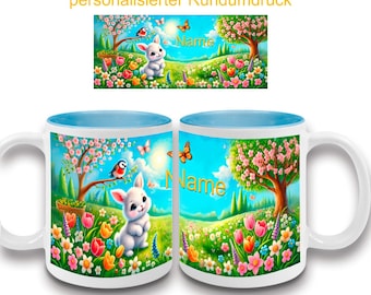 Personalized Spring Mug with Name | Easter, Easter Bunny, Tulips, Spring