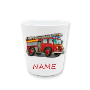 Feuerwehr Zahnputzbecher Kunststoff m. Name | Kinder Trinkbecher personalisiert | Zähneputzen | Kinderbecher | Kunststoffbecher BPA frei