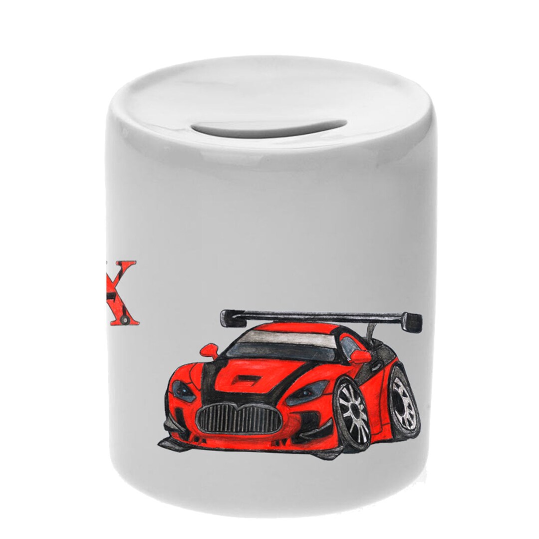 Personalisierte Spardose Mit Sportmädchen-Motiv – Aus Keramik, Weiß, 9,5 Cm Hoch