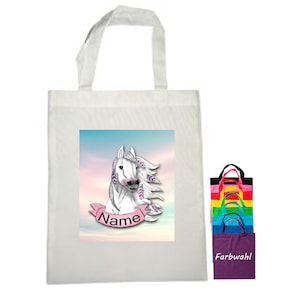 Stoffbeutel personalisiert | Tasche Pferd mit Name  | personalisierbar | Flötentasche | Einkaufstasche | Wechselkleidung