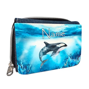 Orca Geldbörse mit Namen / Geldbeutel Portemonnaie / personalisierbar / für Kinder / Geschenk zur Einschulung Schultüte Geldgeschenk