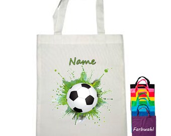 Stoffbeutel personalisiert | Tasche Fußball mit Name  | personalisierbar | Flötentasche | Einkaufstasche | Wechselkleidung