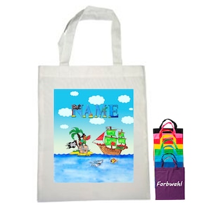 Stoffbeutel personalisiert | Tasche Pirat mit Name | personalisierbar | Einkaufstasche | Flötentasche | Wechselkleidung
