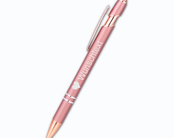 Ballpoint pen personalized | Rose gold ballpoint pen with engraving from 1 piece | Right-handed or left-handed | Touch pen