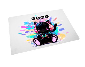 Placemat with name / gamer kitty / customizable / personalized / children's placemat