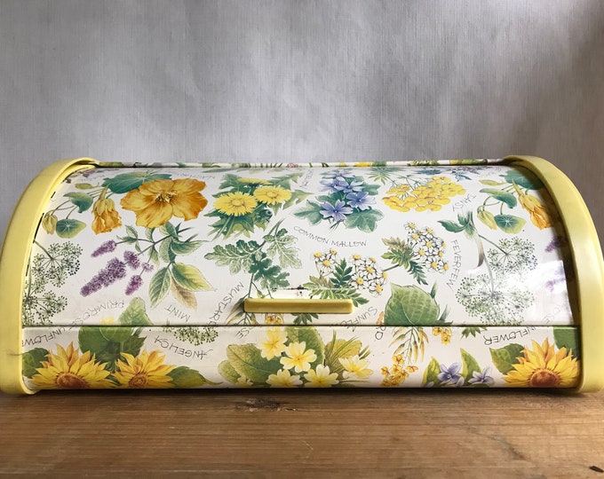 Vintage Willow Bread Bin Floral Bread Tin Metal Bread Tin Etsy