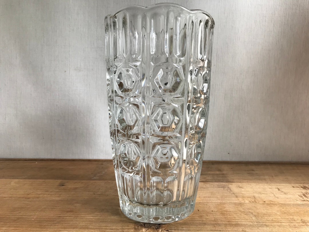 Vintage Heavy Glass Vase,midcentury Modern Glass Vase,bohemian Style