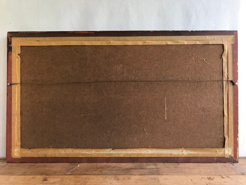 Vintage Framed Landscape Oil Painting, Waterfall and Trees, Gold Leaf