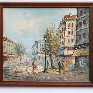 Vintage Framed Oil Painting, Paris Streets Scene, Impressionist Art, Signed by Artist Burnett, Tourist Art, Plein Air Painting, Circa 1970s