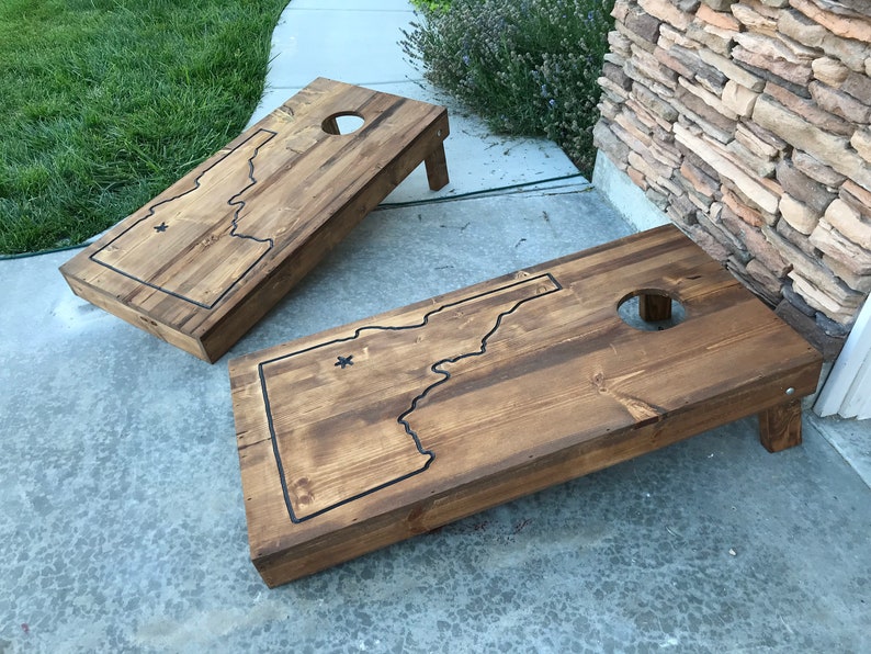 Solid Wood Customizable to Any State Cornhole Boards Etsy