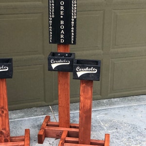 Personalized Handcrafted Cornhole Score Board And Drink Holder Set Engraved