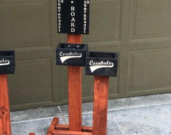 Cornhole Score Board & Drink Holder Set Engraved to last!