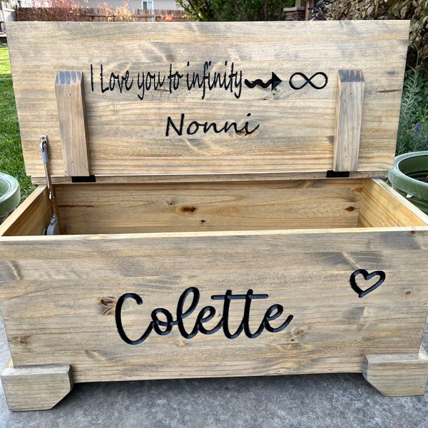 Custom Personalized Hand Crafted & Hand Carved Toy Chest/Memory Keeper/Storage/Gift/Christmas Present/Baby Shower/Grandchild, Home Decor