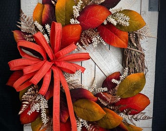 Magnolia wreath, Fall magnolia wreath, Thanksgiving wreath, Autumn wreath, Best fall wreath, Elegant Fall wreath