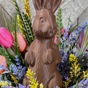 Chocolate Bunny, FLORAL NOT INCLUDED faux Chocolate bunny wreath attachment, faux chocolate bunny for centerpiece, faux chocolate bunny deco