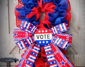 Election wreath, political wreath, vote wreath, USA wreath, patriotic wreath, burlap ribbon wreath, Election Day wreath, vote, candidate