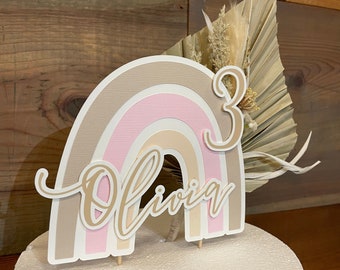 Boho Rainbow Cake Topper, Boho Rainbow Birthday