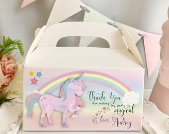 Personalized Holographic/Iridescent Unicorn Favors, Unicorn Gable Boxes, Unicorn Party Favors, Unicorn Birthday Party, Unicorn Theme