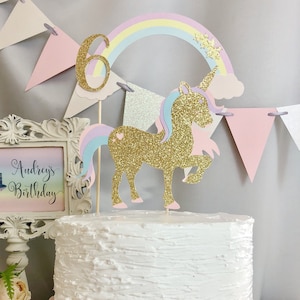 Personalized Unicorn Cake Topper, Gold Glitter Unicorn Cake Topper, Pink Glitter Unicorn Cake Topper, Unicorn Birthday Party, Unicorn Theme