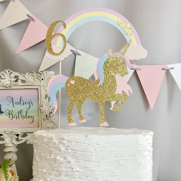 Personalized Unicorn Cake Topper, Gold Glitter Unicorn Cake Topper, Pink Glitter Unicorn Cake Topper, Unicorn Birthday Party, Unicorn Theme