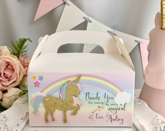 Personalized Unicorn Party Favor Boxes, Gold Unicorn Favors, Pink Unicorn Favors, Unicorn Gable Boxes, Unicorn Birthday, Unicorn Theme