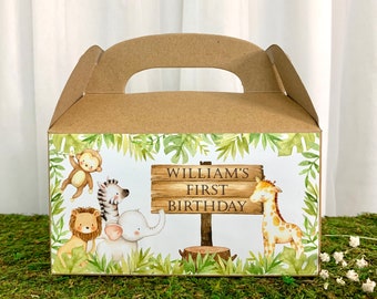 Cajas de regalo de cumpleaños con temática de safari, recuerdos para fiestas con temática de la selva.