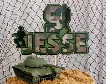 Adorno para tarta de camuflaje, cumpleaños de camuflaje, temática de camuflaje, fiesta de camuflaje, adorno para tarta militar, cumpleaños militar, temática militar, fiesta militar