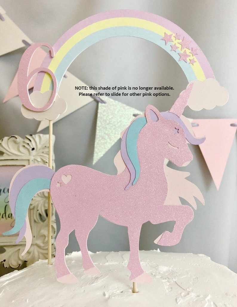 Personalized Unicorn Cake Topper, Gold Glitter Unicorn Cake Topper, Pink Glitter Unicorn Cake Topper, Unicorn Birthday Party, Unicorn Theme image 4