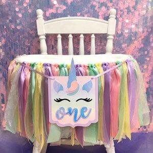 Unicorn High Chair Banner, Unicorn Birthday Banner, Unicorn First ...