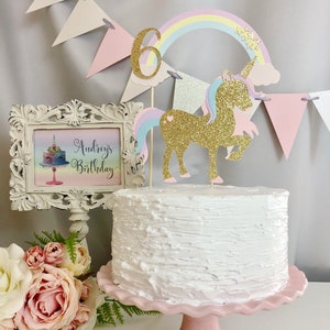 Personalized Unicorn Cake Topper, Gold Glitter Unicorn Cake Topper, Pink Glitter Unicorn Cake Topper, Unicorn Birthday Party, Unicorn Theme image 2