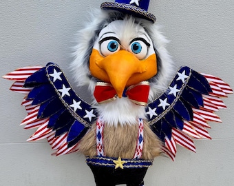 PRE ORDER,Patriotic Eagle, Liberty 250th Anniversary Decoration, Handmade 4th of July, Red White Blue Americana Decor, Wreath Attachment