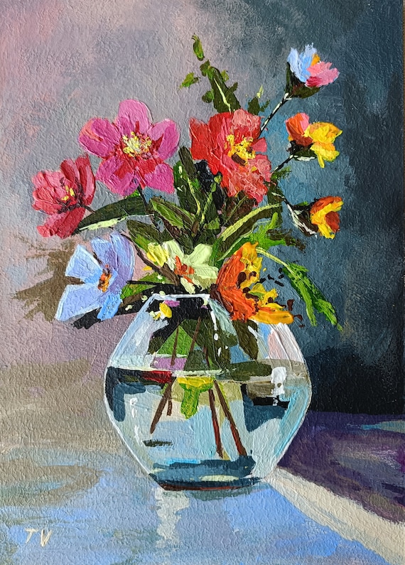 Blumen in der Natur - Stillleben in Acryl