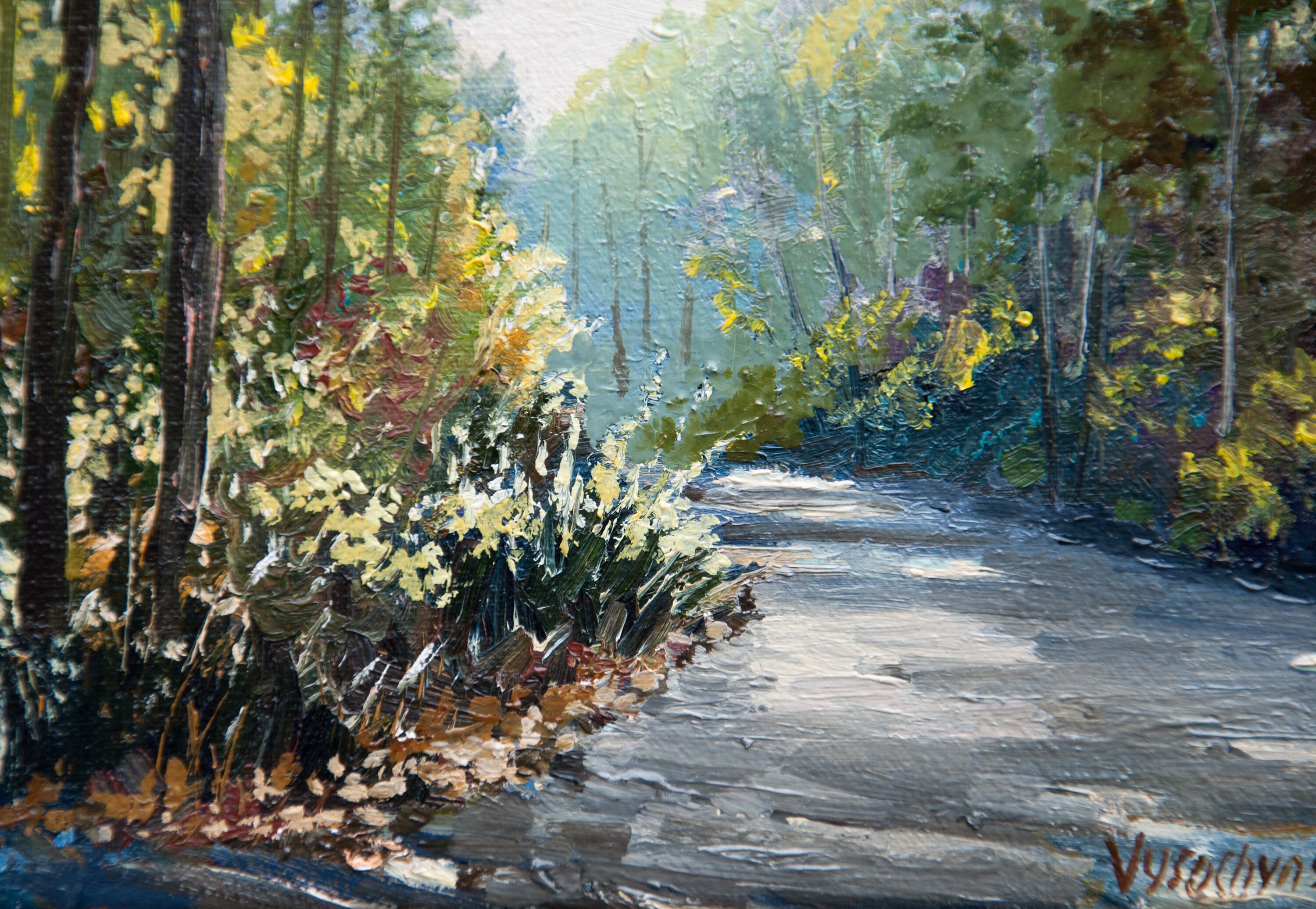 オリジナル油絵：森の風景 - 田舎の自然風景 6x6インチ - Etsy 日本