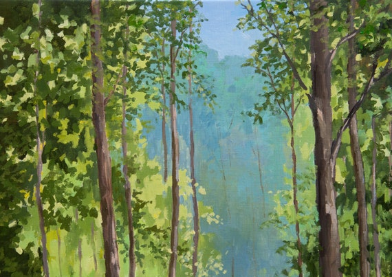 YEESAM ART Pittura A Numeri Fai Da Te: Kit Albero Verde E Lago Su Tela 40x50cm. Perfetto Per Adulti E Bambini, Senza Cornice