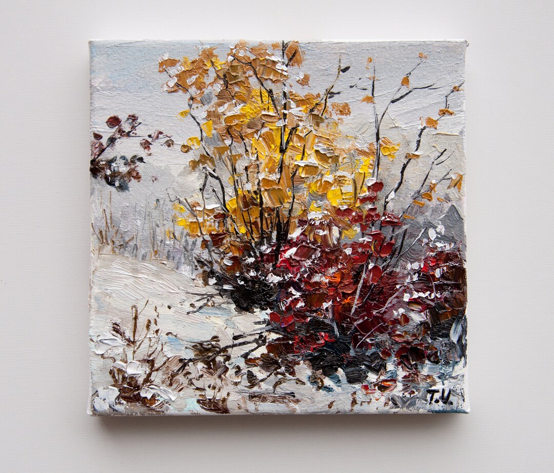 Winter Forest Oil Painting Snow Landscape Original Art Snowy Trees ...