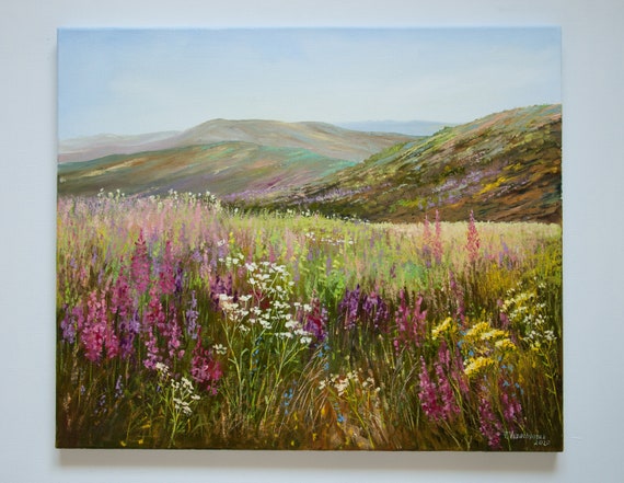 Flower Valley Oil Painting Original Art Scotland Landscape Floral Field  Blooming Meadows Wild Flowers Nature Artwork on Canvas 24 X 28 In - Etsy  Norway