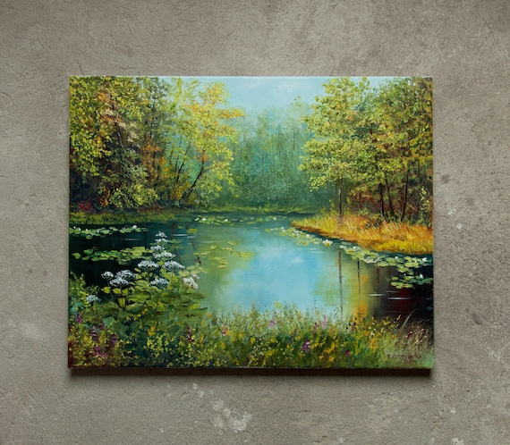 油絵 絵画【森の風景】 油絵 森の風景【F4号木製】 絵画 HR 通販 12618671｜Creema