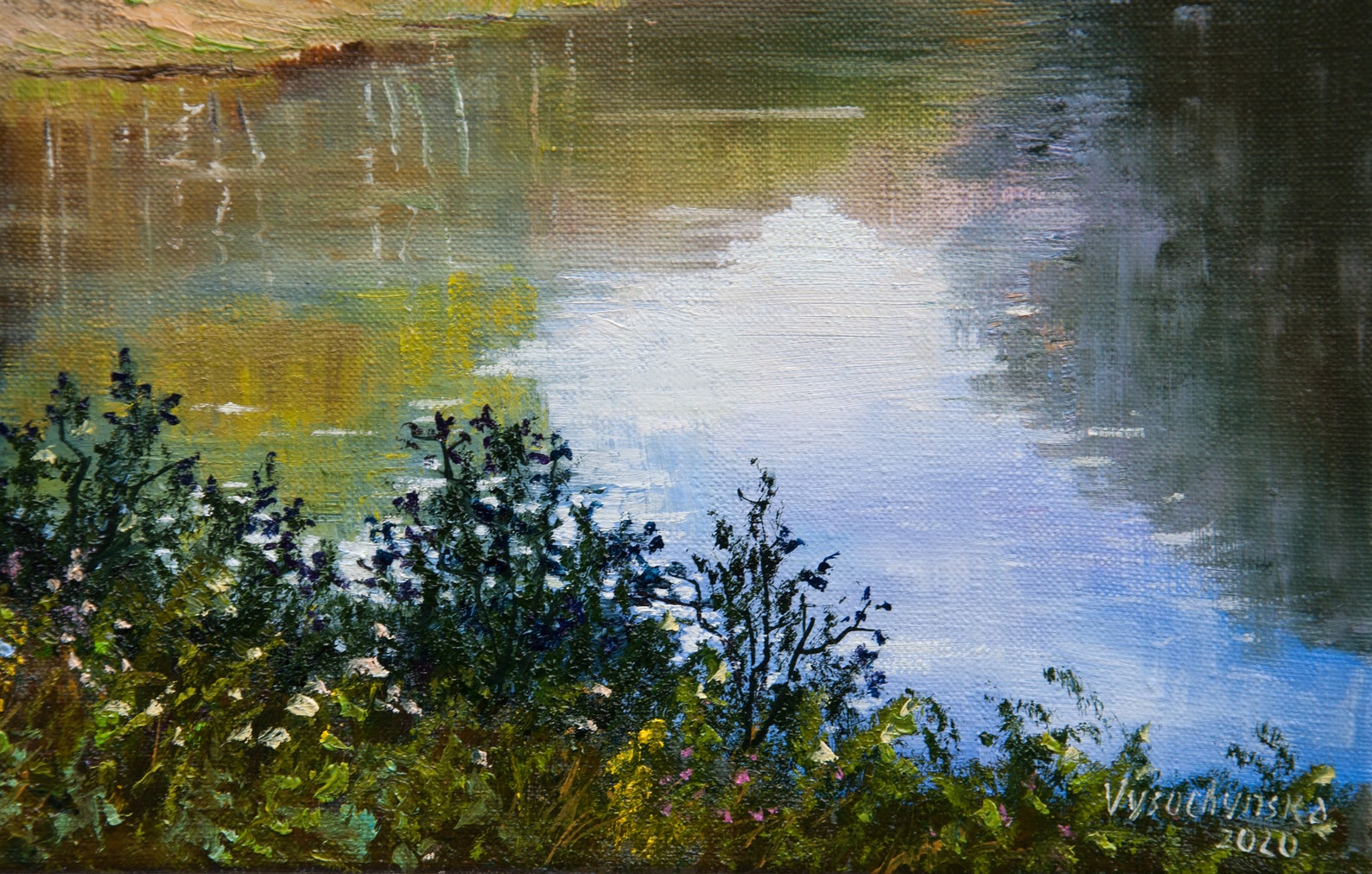 Forest Lake Oil Painting Original Summer Landscape Art (14x16 In) - Etsy