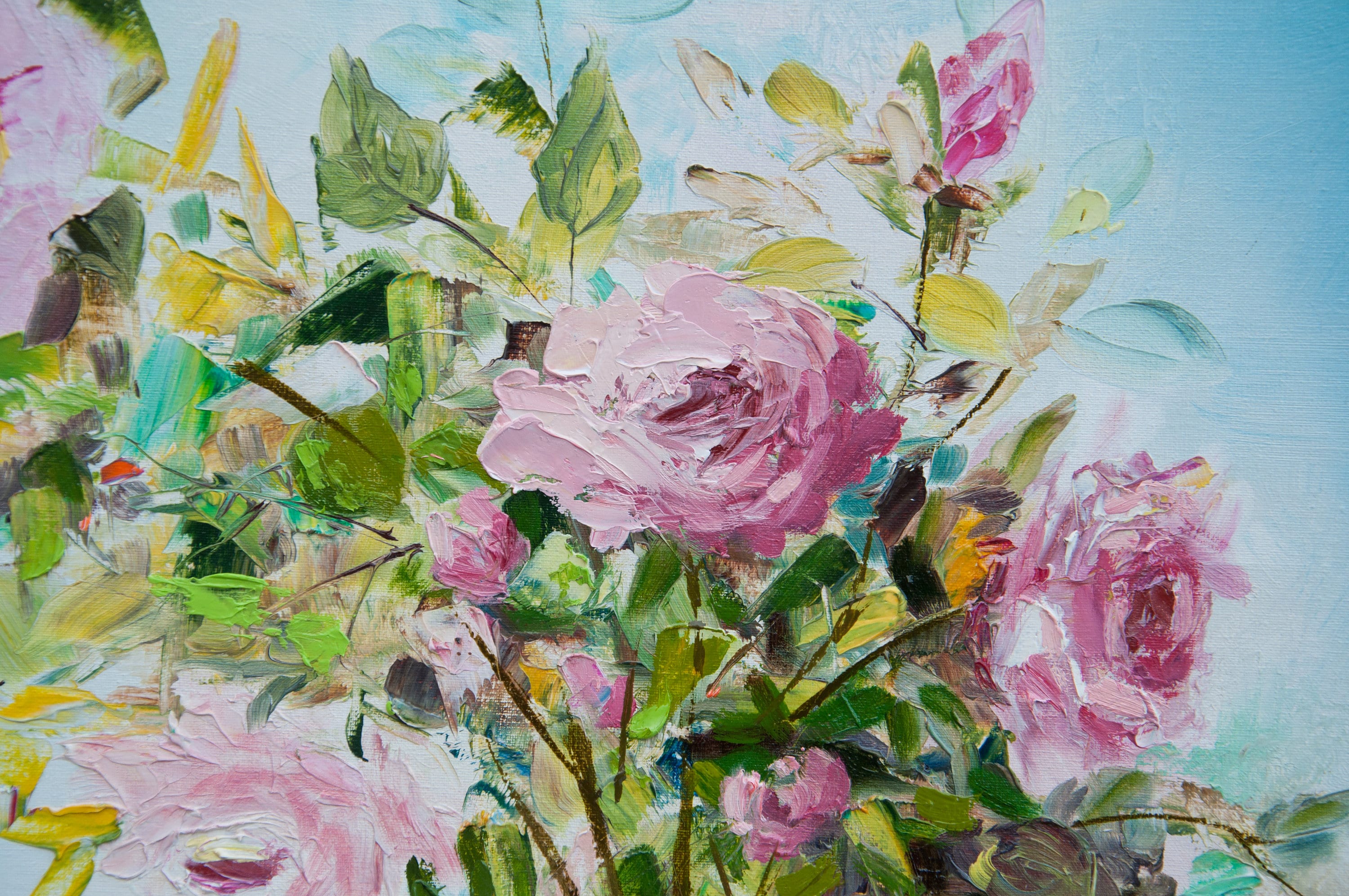 Flowers Oil Painting Original Art Flower Still life Pink Roses Etsy