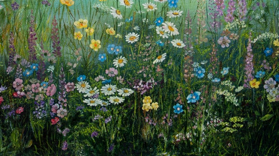 Acrylic Painting Wildflower Meadow Landscape