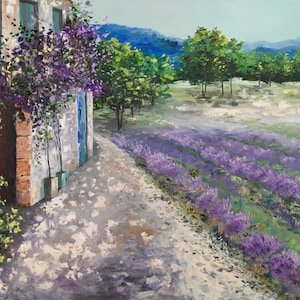 Lavender Field Oil Painting: Provence Landscape Original Art, 24&quot;x28&quot;